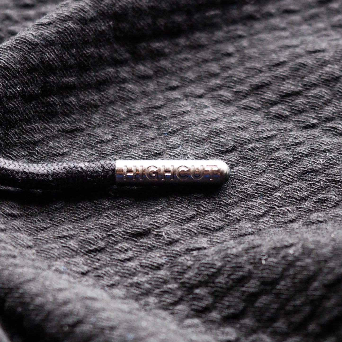 BLACK WAFFLE KNIT HOODIE