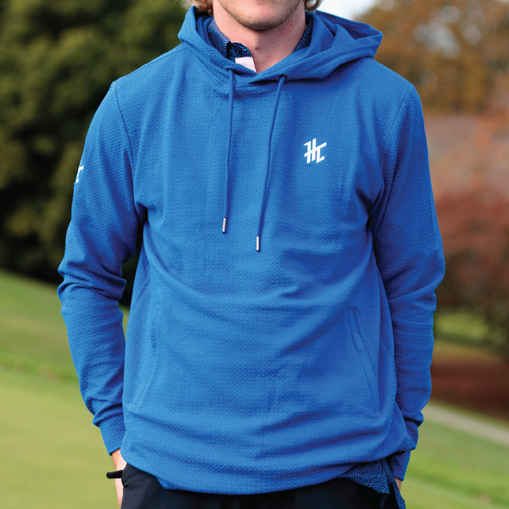 COBALT WAFFLE KNIT HOODIE