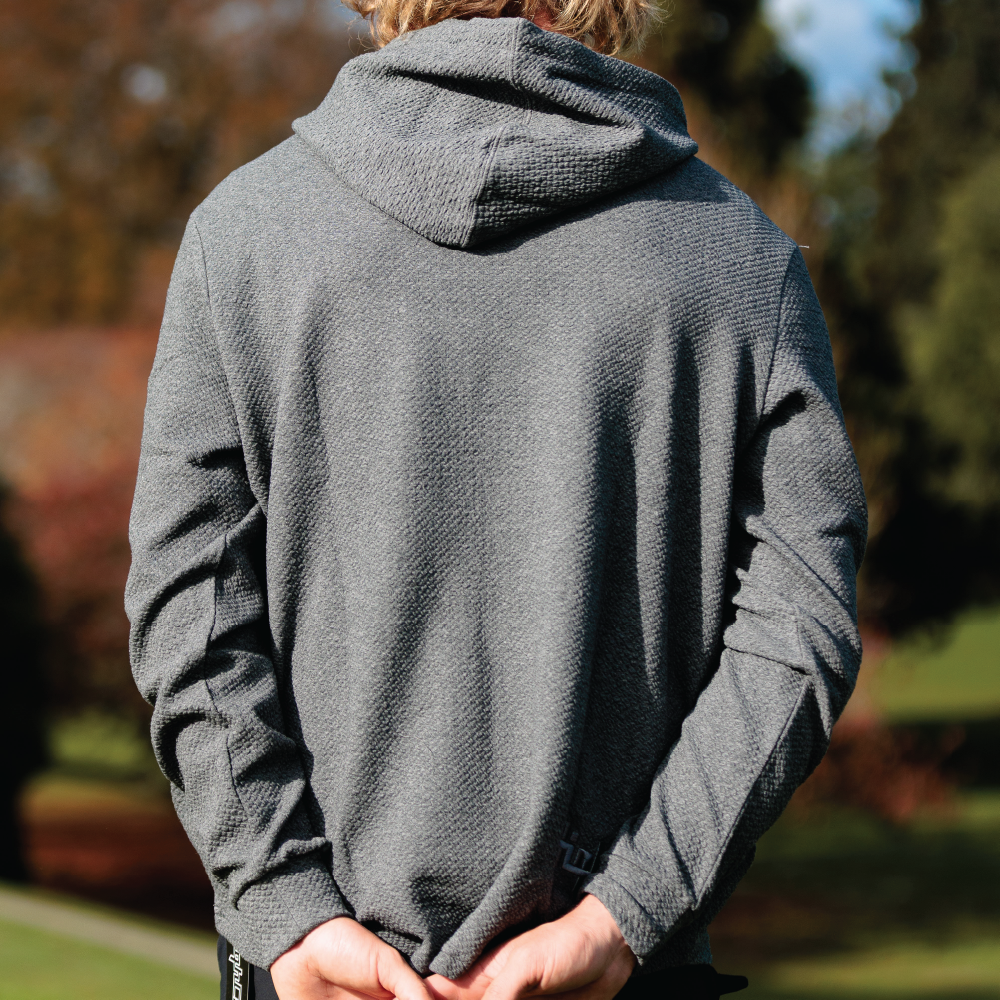 CHARCOAL WAFFLE KNIT HOODIE