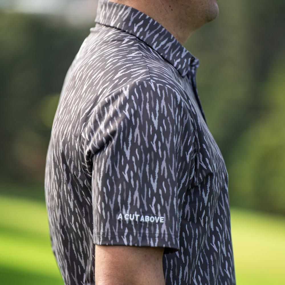 Side view of the Striped It Polo by High Cut Golf NZ
