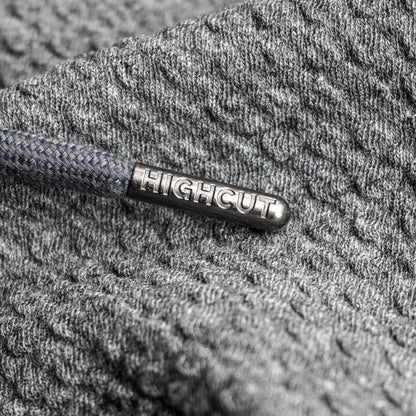 CHARCOAL WAFFLE KNIT HOODIE