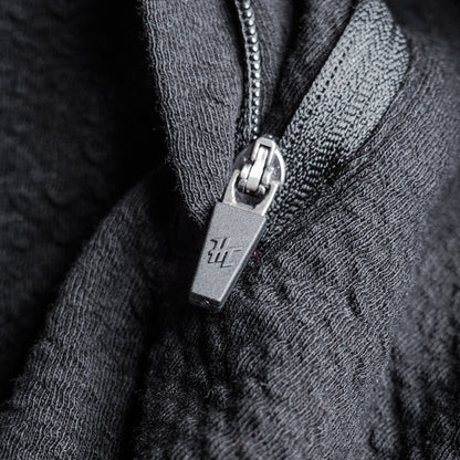 BLACK WAFFLE KNIT HOODIE