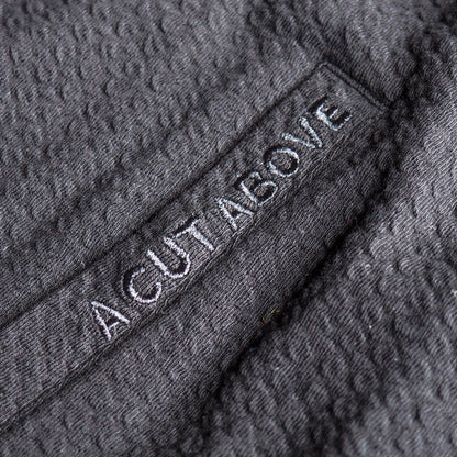 BLACK WAFFLE KNIT HOODIE
