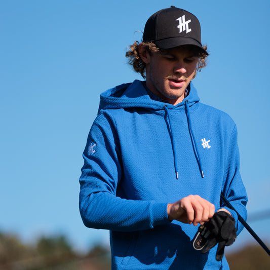 COBALT WAFFLE KNIT HOODIE