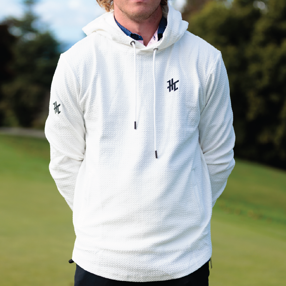 WHITE WAFFLE KNIT HOODIE