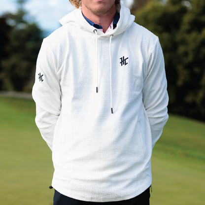WHITE WAFFLE KNIT HOODIE