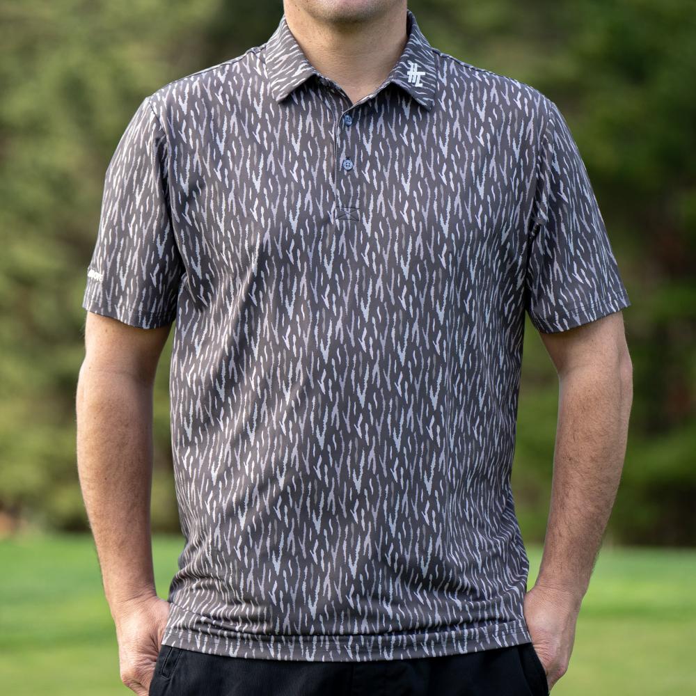 Front view of the Striped It Polo by High Cut Golf NZ